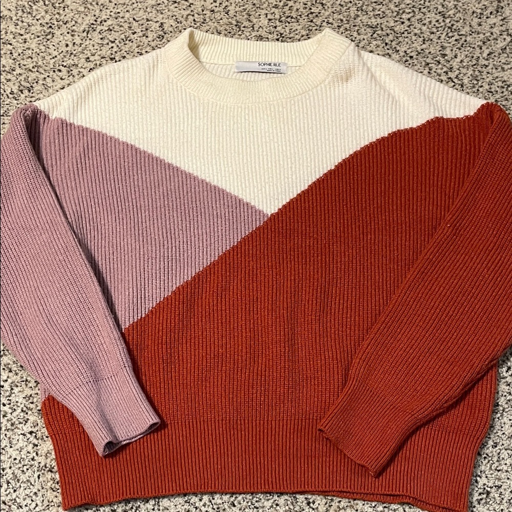 Sophie Rue pink, cream, orange sweater women’s size large